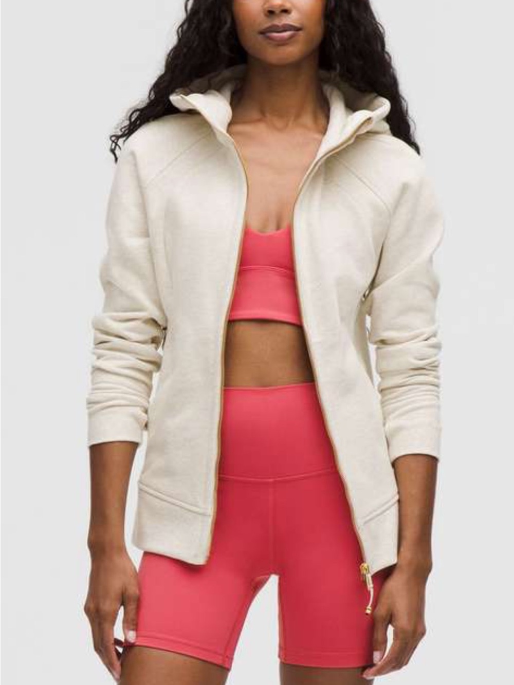 NWT sz 10 Lululemon Scuba Full-Zip Hoodie Heathered Light Ivory  Gold